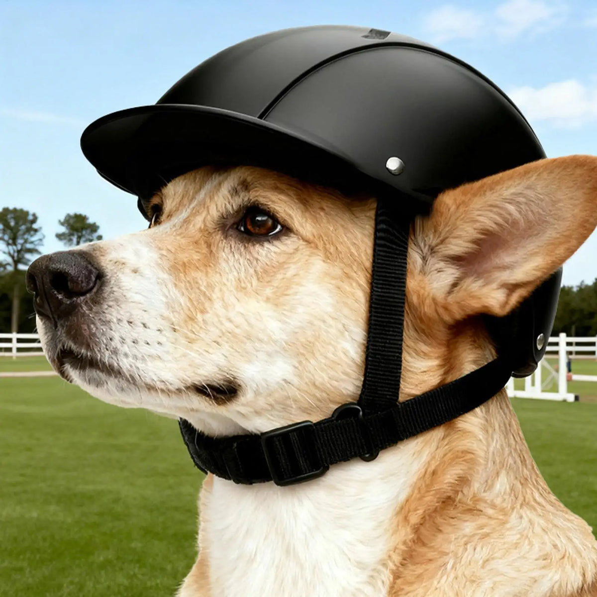 Dog Helmet Adjustable Strap – Stylish Outdoor Pet Headgear Dog Costume Helmet Qme