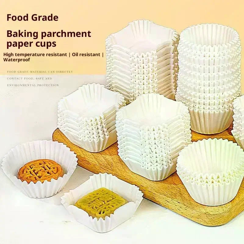 100 Pcs Square Oil-Proof Paper Liner Cups | Baking Tray Holders Baking Paper Liners Qme