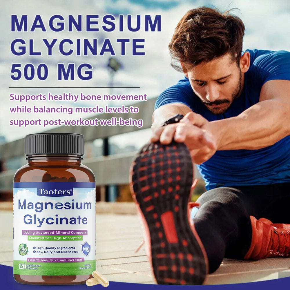 Magnesium Glycinate 500mg Capsules – Chelated High Absorption Mineral Supplement Qst