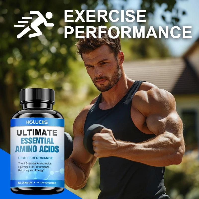 HOLUCKS EAA Supplement – 9 Essential Amino Acids, 120 Tablets Amino Acid Supplement Qst