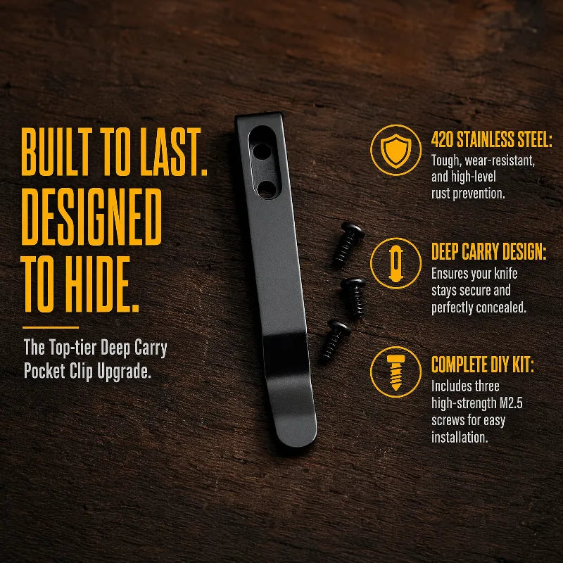 Pocket Knife Back Clip with M2.5 Screws – 15 DIY Styles Knife Clip Accessory Qst
