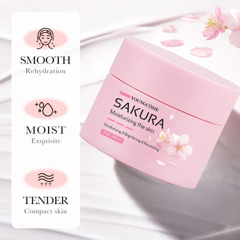 YOUNGCOME Sakura Essence Cream – Cherry Blossom Moisturizer Facial Moisturizer Cream Qst