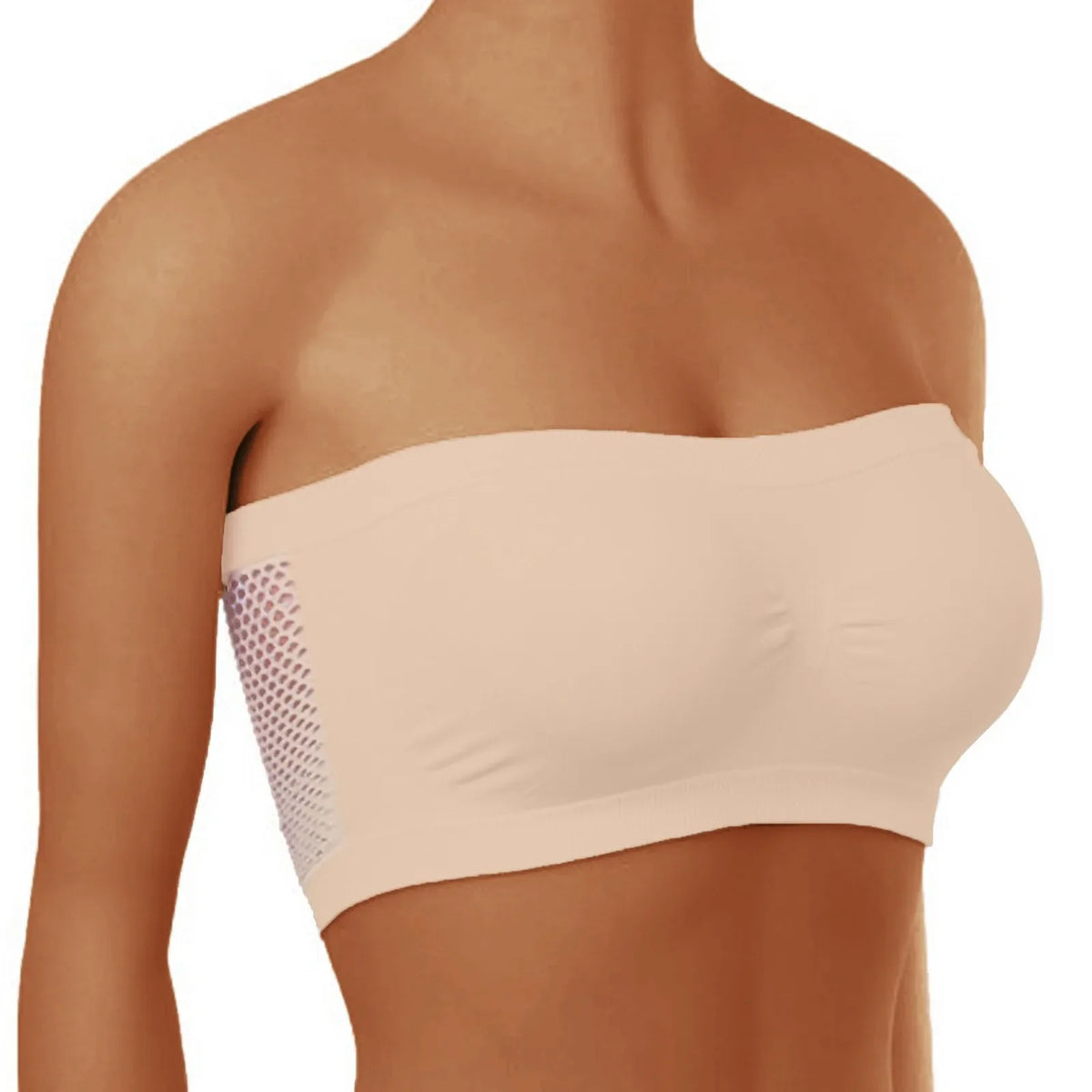 Women's Seamless Strapless Bandeau Bra – Stretch Chest Wrap Strapless Bandeau Bra Qme