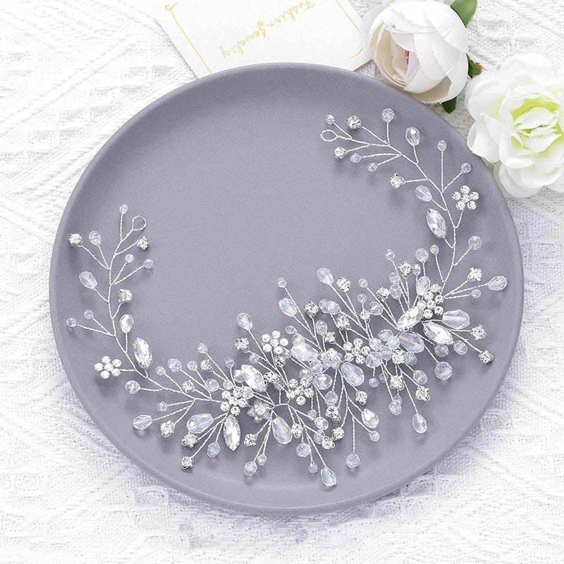 Crystal Floral Bridal Headband – Elegant Wedding Hair Accessory Bridal Headband Qst Silver
