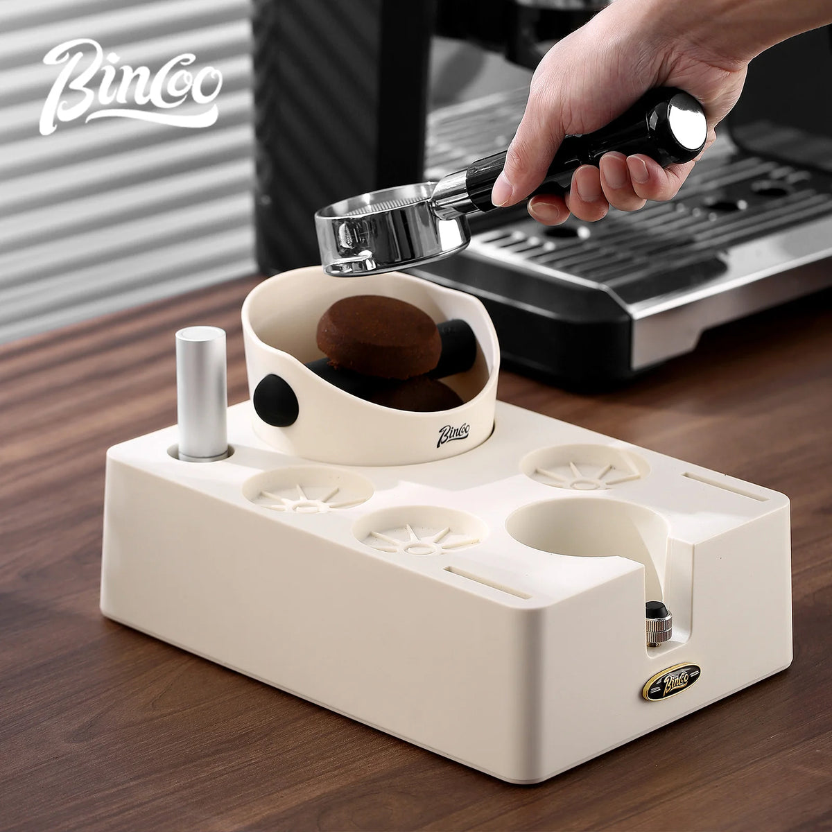 Bincoo Espresso Tamping Station Set – Knock Box & Powder Base Espresso Tamping Set Qst