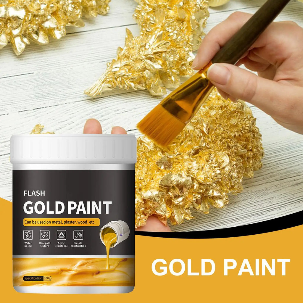 Liquid Gold Foil Paint – Non-Fading Metallic Paint for Wood & Plaster Metallic Craft Paint Qme