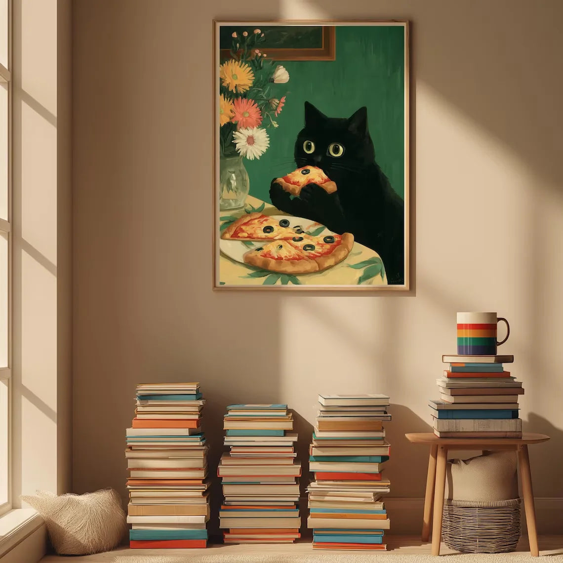 Black Cat Canvas Wall Art – Funny Kitchen & Home Decor Print Canvas Wall Art Qst