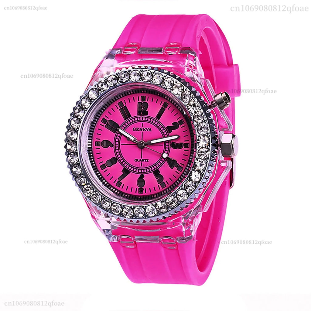Luminous Colorful LED Watch for Students – 12 Colors LED Wristwatch Qme mg