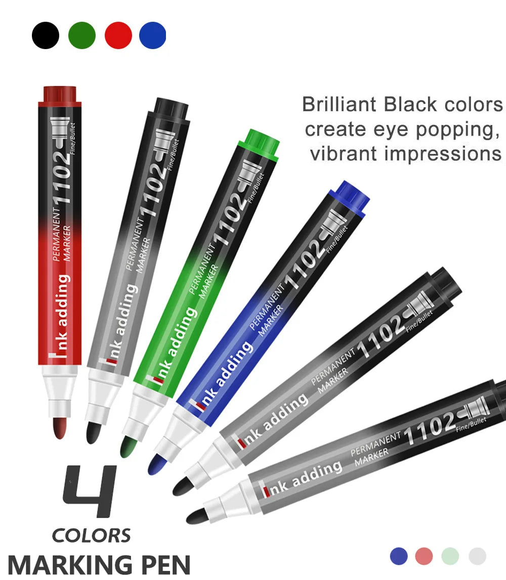 Permanent Waterproof Oily Marker Pens 2-3mm Nib | 7 Colors Permanent Marker Pens Qme