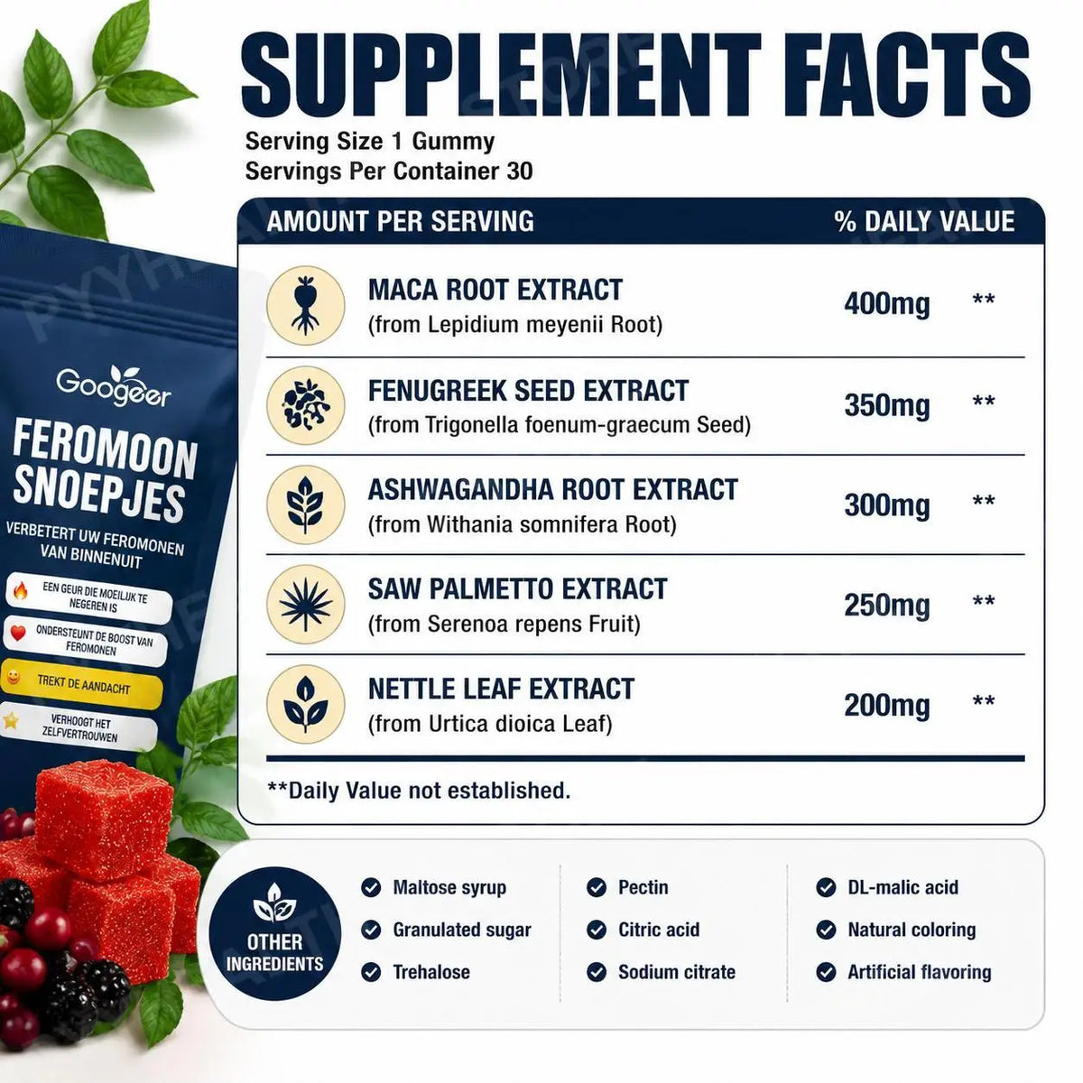 Men's Herbal Vitality Gummies – Maca, Ashwagandha, Saw Palmetto Herbal Vitality Gummies Qst