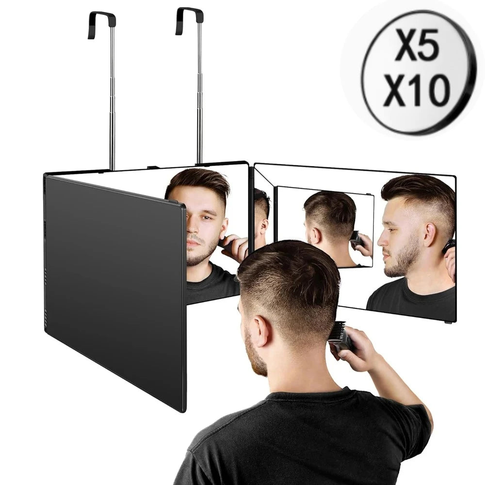 360° Trifold Travel Makeup Mirror with Adjustable Hook Trifold Vanity Mirror Qst
