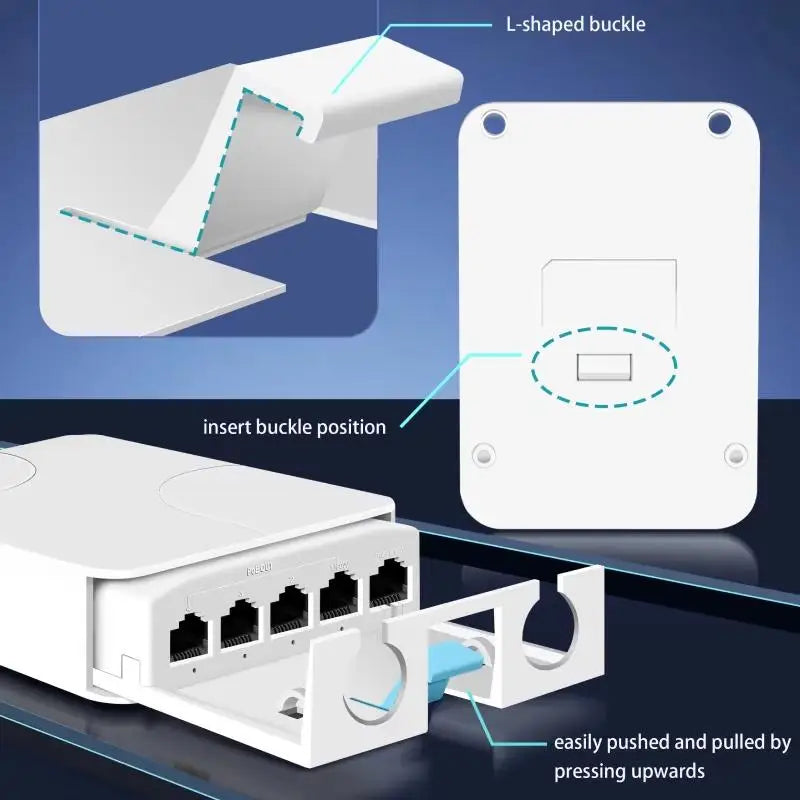 5-Port Gigabit POE Extender 1000Mbps – IP65 Weatherproof POE Network Extender Qme