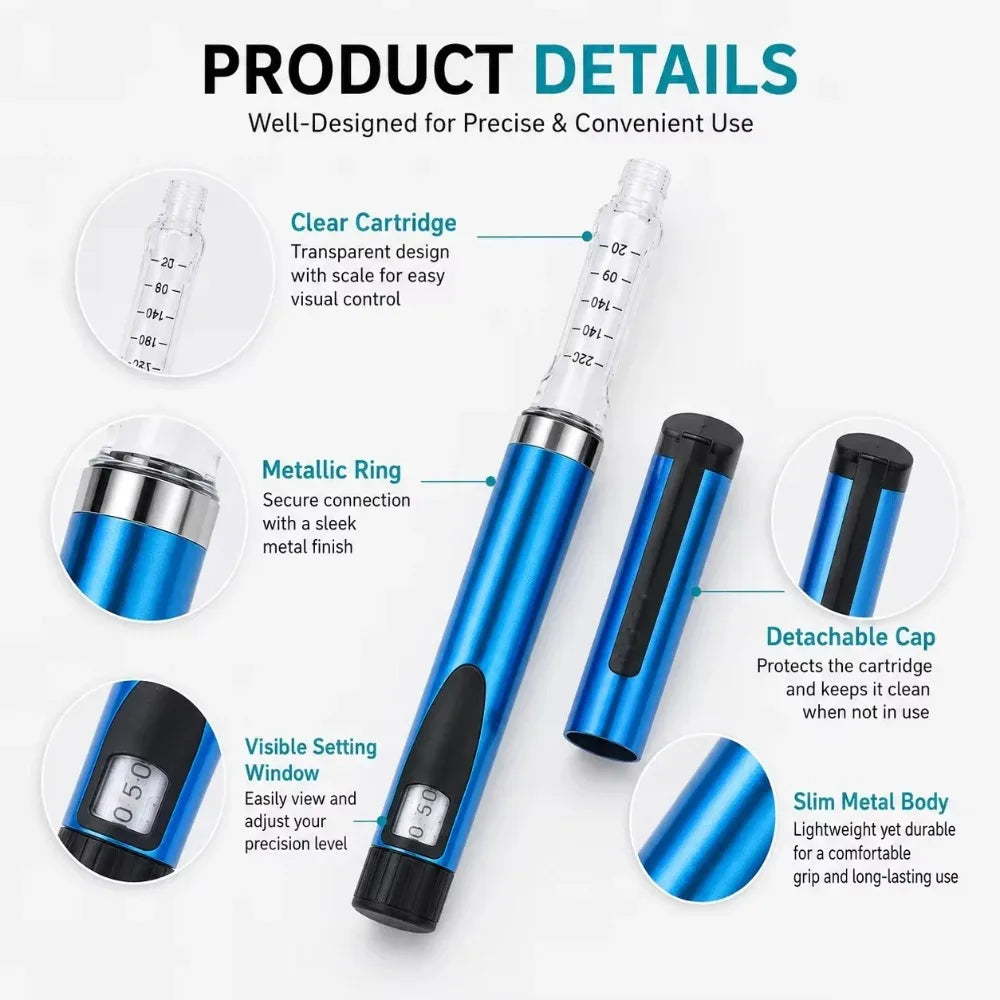 V3 Reusable Metal Insulin Pen – Adjustable Dose Refillable Set Reusable Insulin Pen Qst