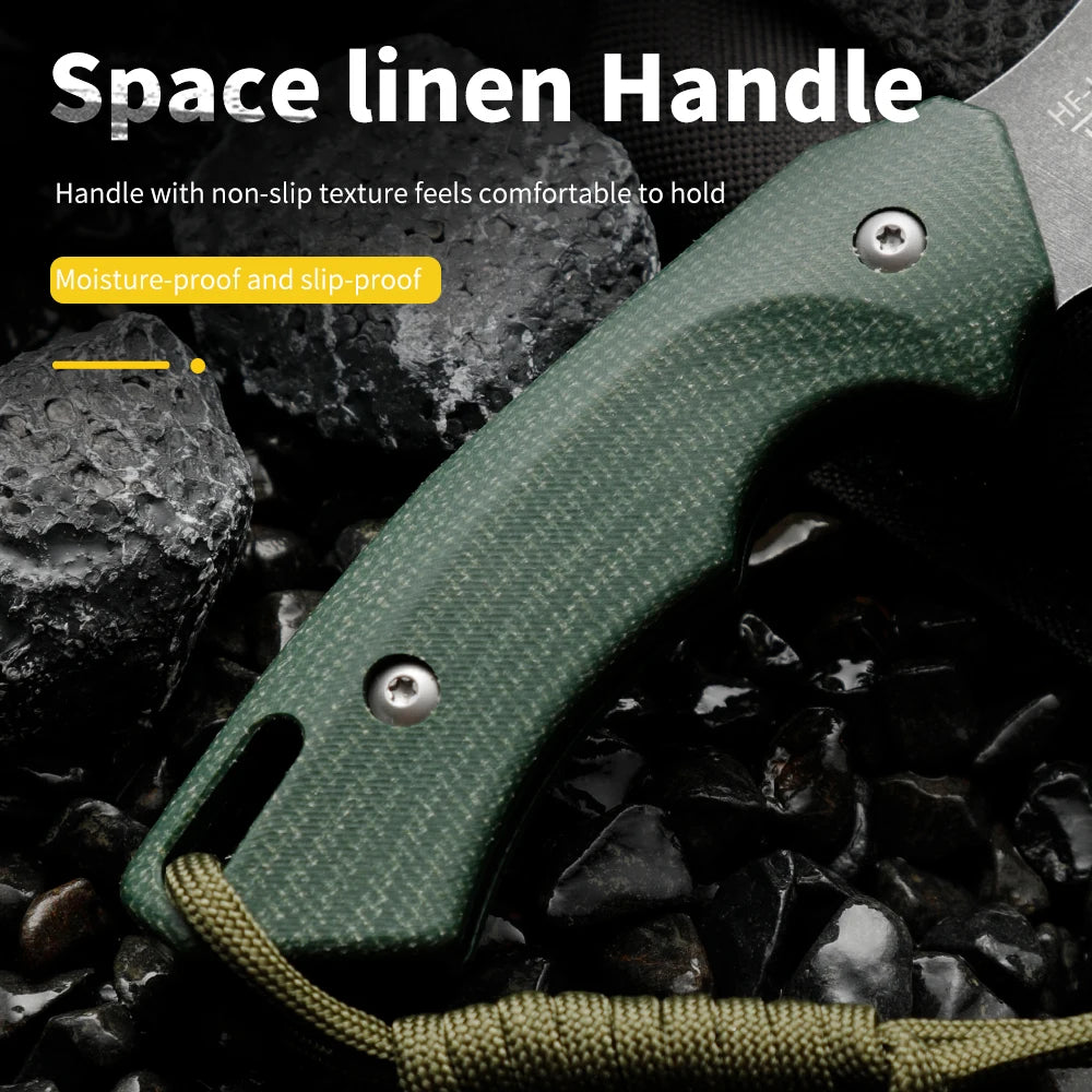 HUANGFU Full Tang Fixed Blade Outdoor Knife with Sheath Fixed Blade Knife Qst