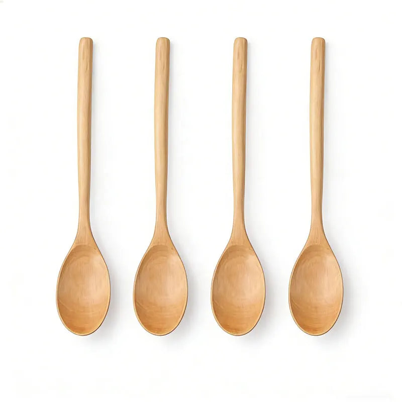 Wooden Cooking Spoon – Kitchen Utensil for Soup, Tea & Coffee Wooden Cooking Spoon Qme 4pcs Camel
