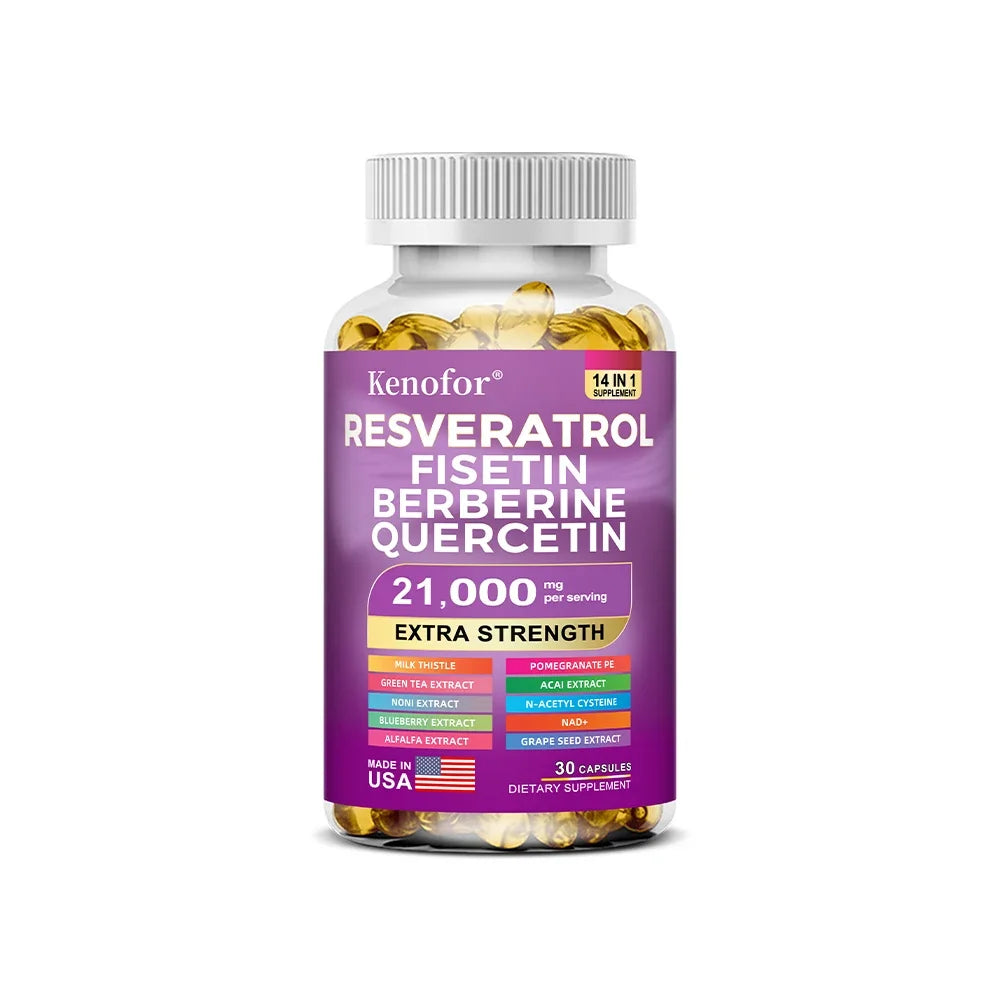 Resveratrol NAD+ Berberine 21000mg Supplement – Non-GMO Caps Antioxidant Supplement Qst 30 count-1 bottle