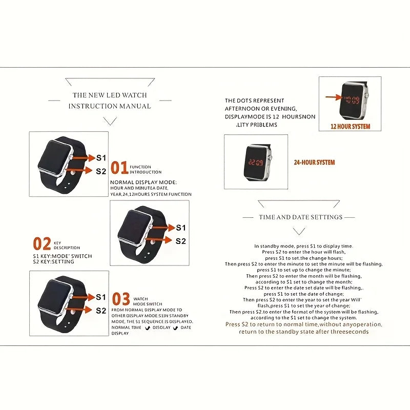 Men's Black Electronic Watch Beaded Bracelet | Qme Watch Beaded Bracelet Qme