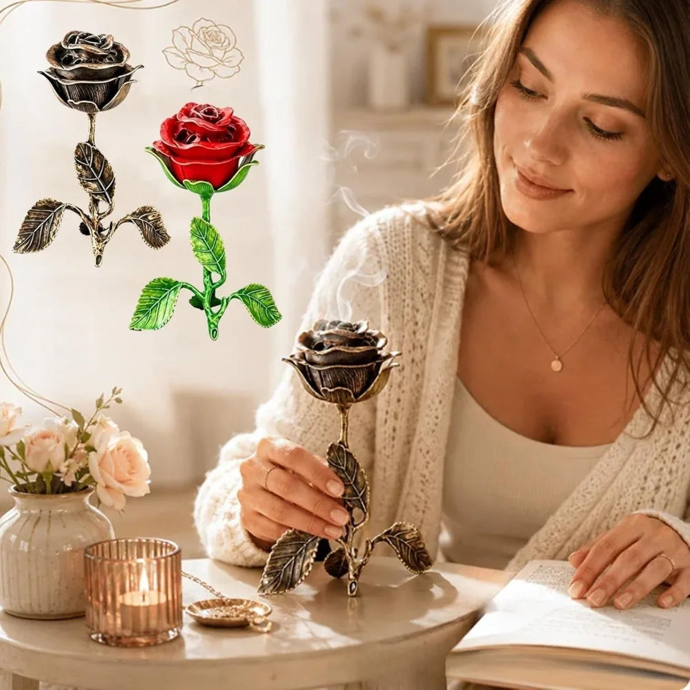 Retro Rose Alloy Incense Burner | Aromatherapy Stove Home Decor Incense Burner Qme
