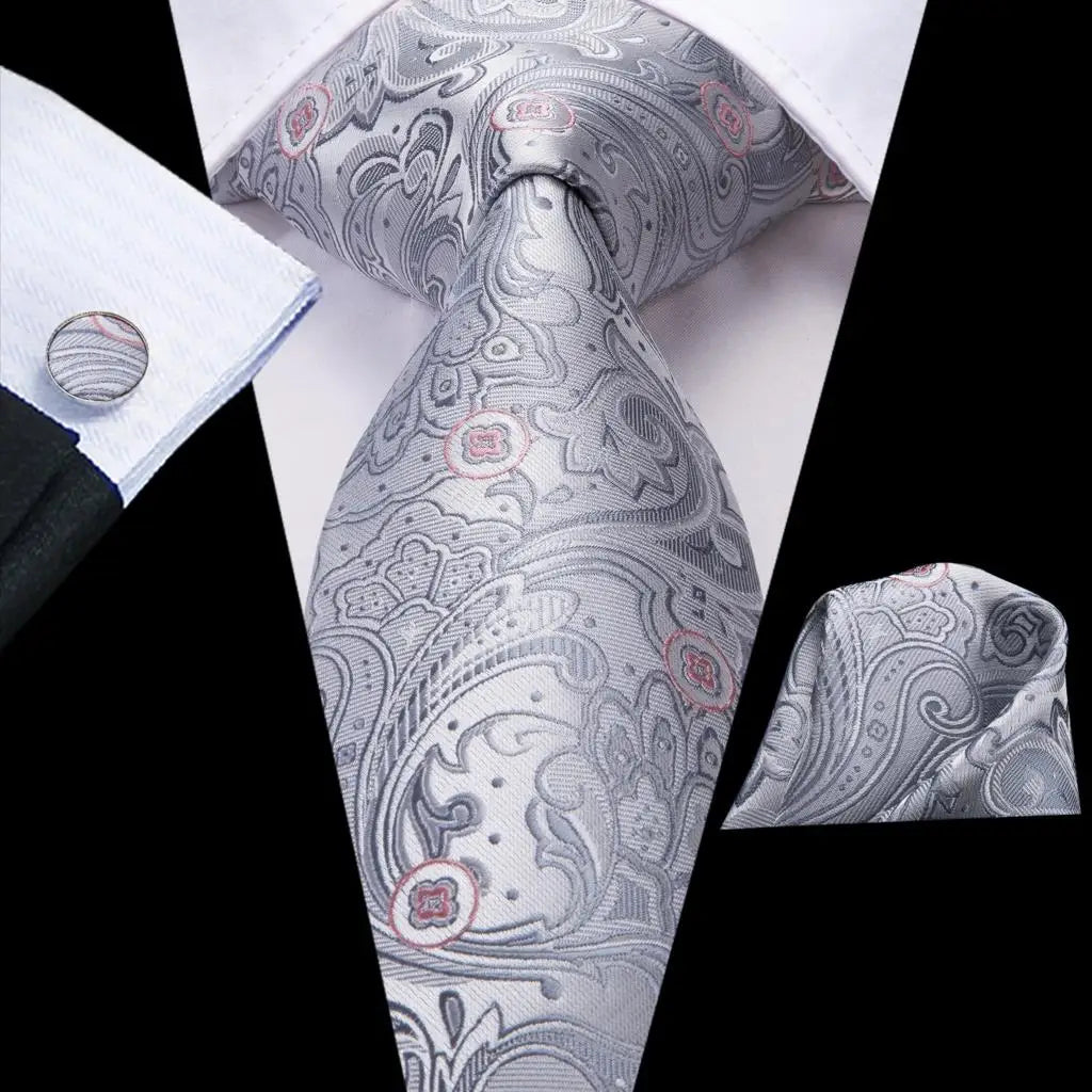 Hi-Tie Purple Silver Striped Silk Necktie – Men's Wedding Tie