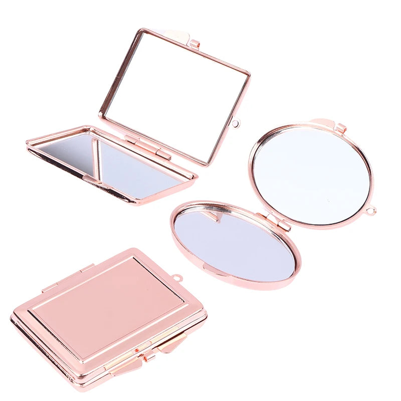Mini Folding Makeup Mirror Keychain – Double Sided Metal Compact Makeup Mirror Qst