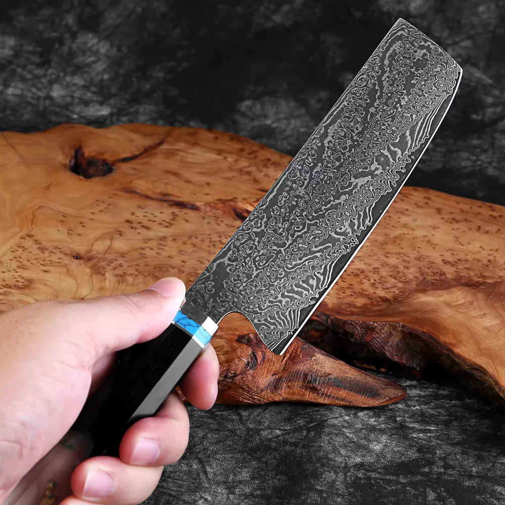 XITUO 7" Nakiri Knife – Japanese Damascus Steel Chef Knife Nakiri Chef Knife Qst