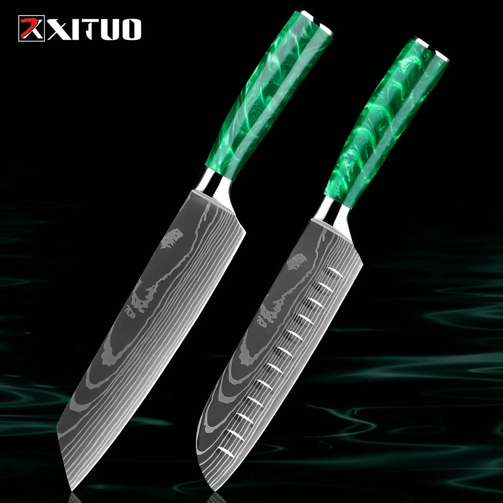 XITUO Chef Knife Set 1-8 Piece High Carbon Steel Kitchen Knives Kitchen Knife Set Qst 2PCS Knife A