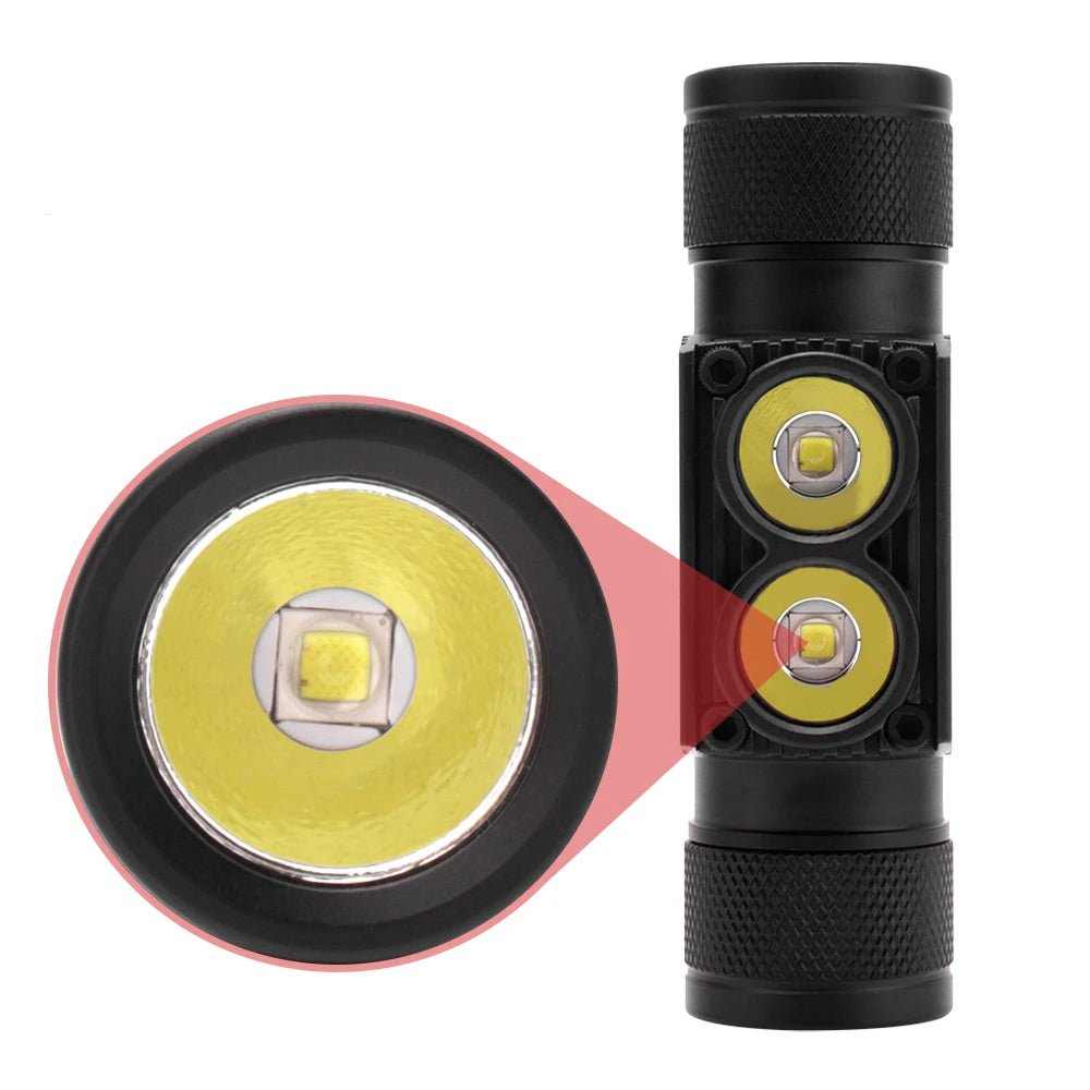 BORUiT D25 Dual LED Headlamp 5000LM Rechargeable 6-Mode Torch Rechargeable Headlamp Qst