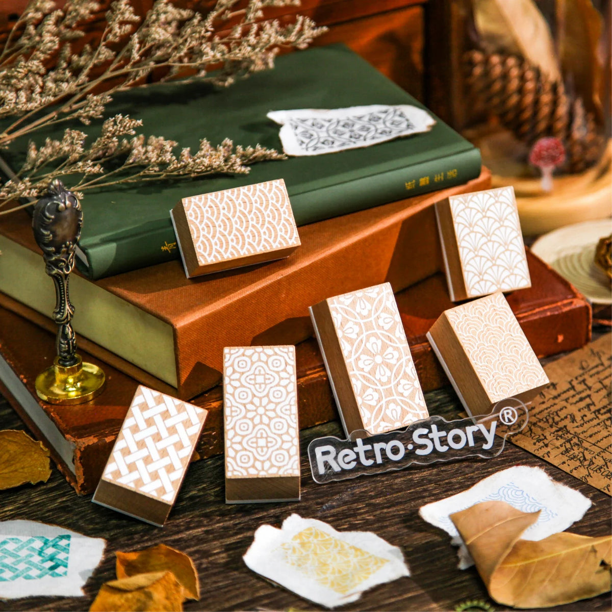 Vintage Wooden Rubber Stamp – Bottle & Flower DIY Craft DIY Craft Stamp Qme