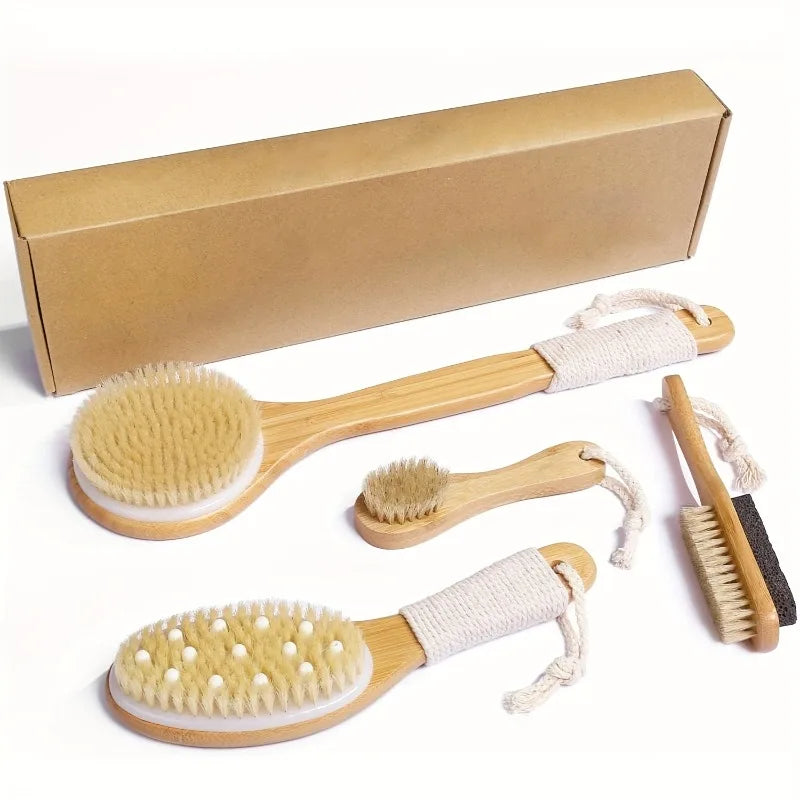 Natural Boar Bristle Dry Body Brush with Bamboo Handle Dry Body Brush Qme