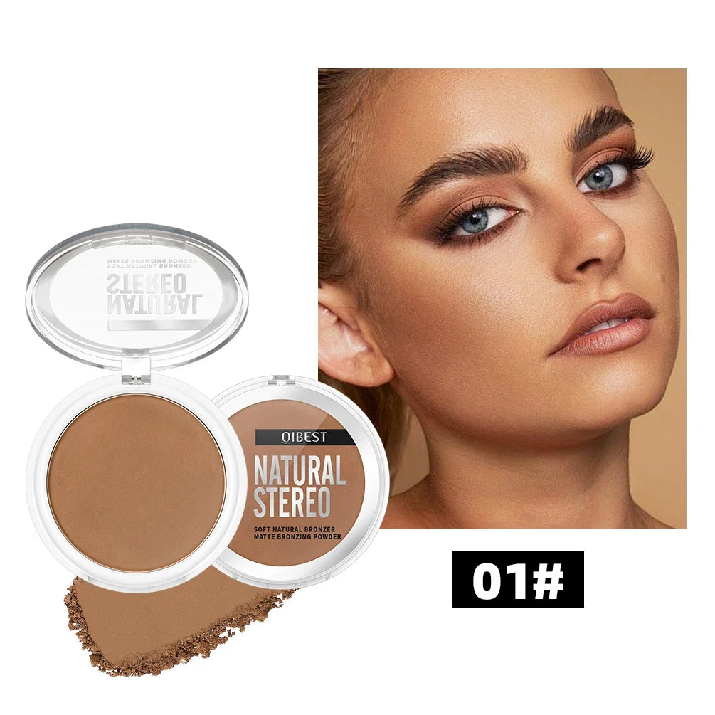 QIBEST Contour & Bronzing Powder Palette – Highlighter Makeup Contour Bronzer Palette Qme 01