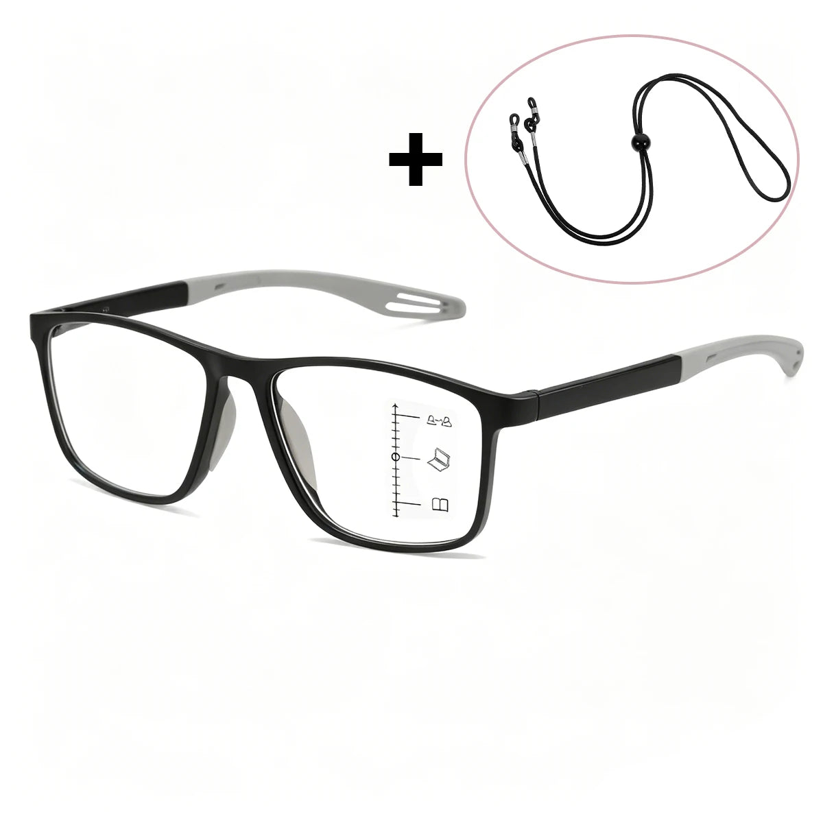 VOPHA Progressive Multifocal Reading Glasses Anti Blue Light TR90 Progressive Reading Glasses Qst Strength 250 Black