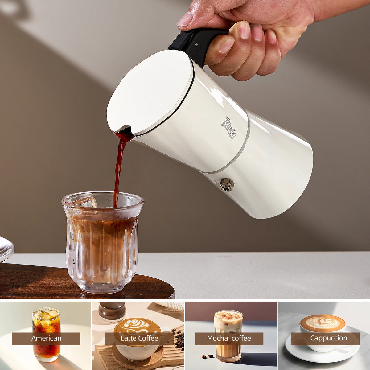 Bincoo 2-Cup Moka Pot | Stovetop Espresso Maker Stovetop Espresso Maker Qst