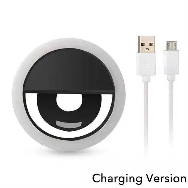Portable LED Selfie Ring Light – 3 Brightness Levels for Phone Selfie Ring Light Qme Black