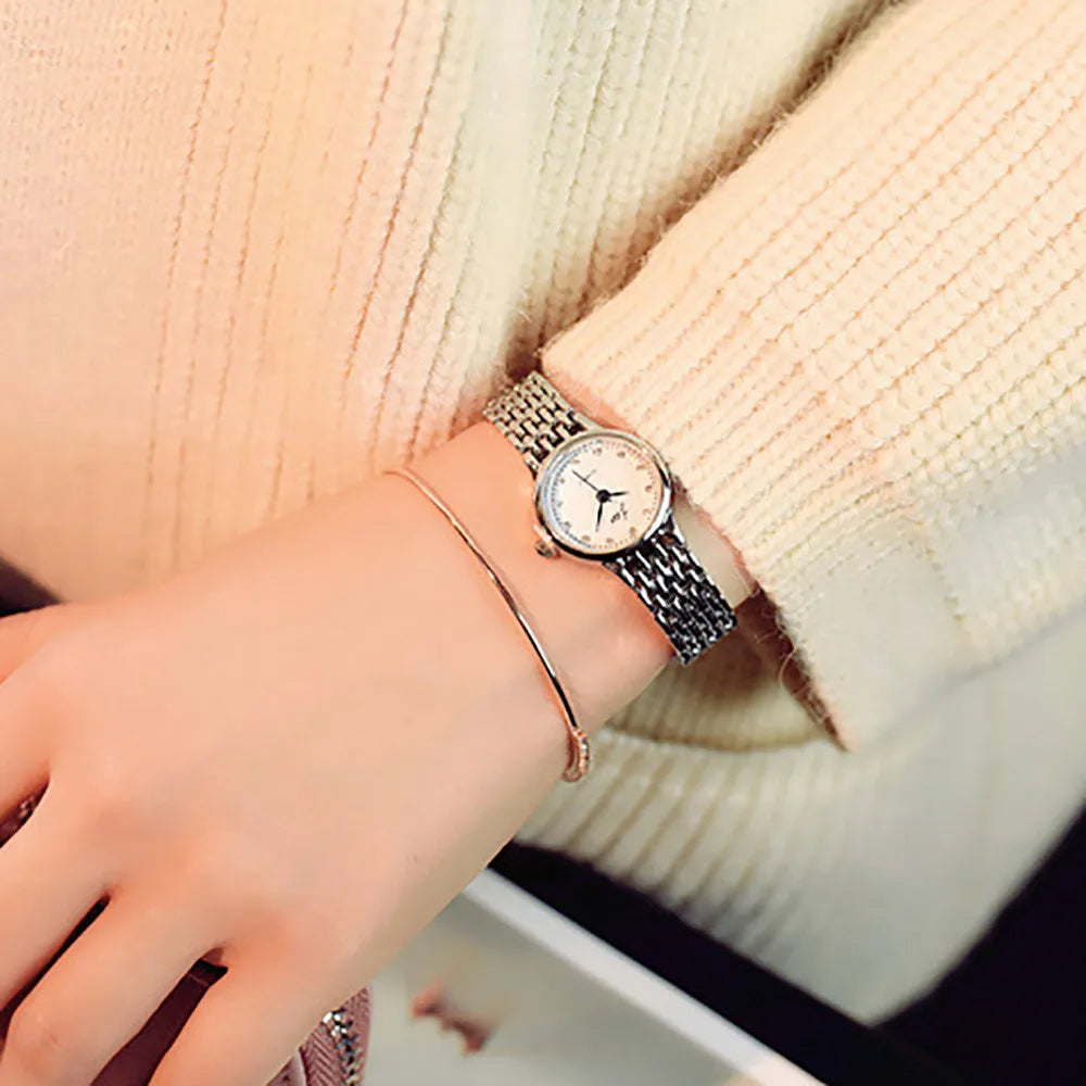 Women's Elegant Quartz Watch | Stainless Steel Band Women's Quartz Watch Qme