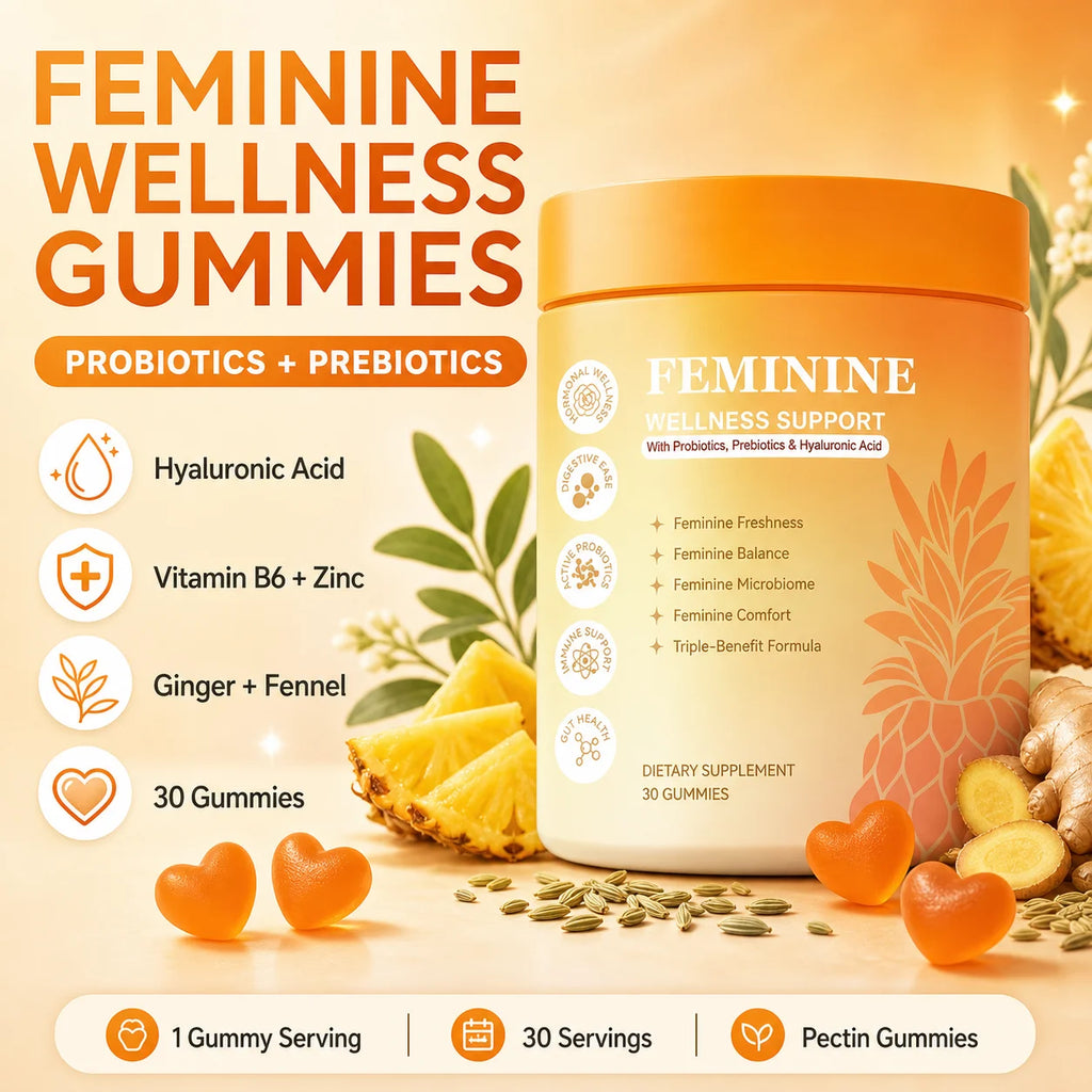 Women's Probiotic Prebiotic Gummies – Hyaluronic Acid, B6 & Zinc Probiotic Gummies Qst