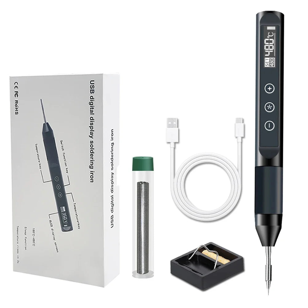 X210 USB Soldering Iron – Digital Temp Control, 30W Fast Heat USB Soldering Iron Qme