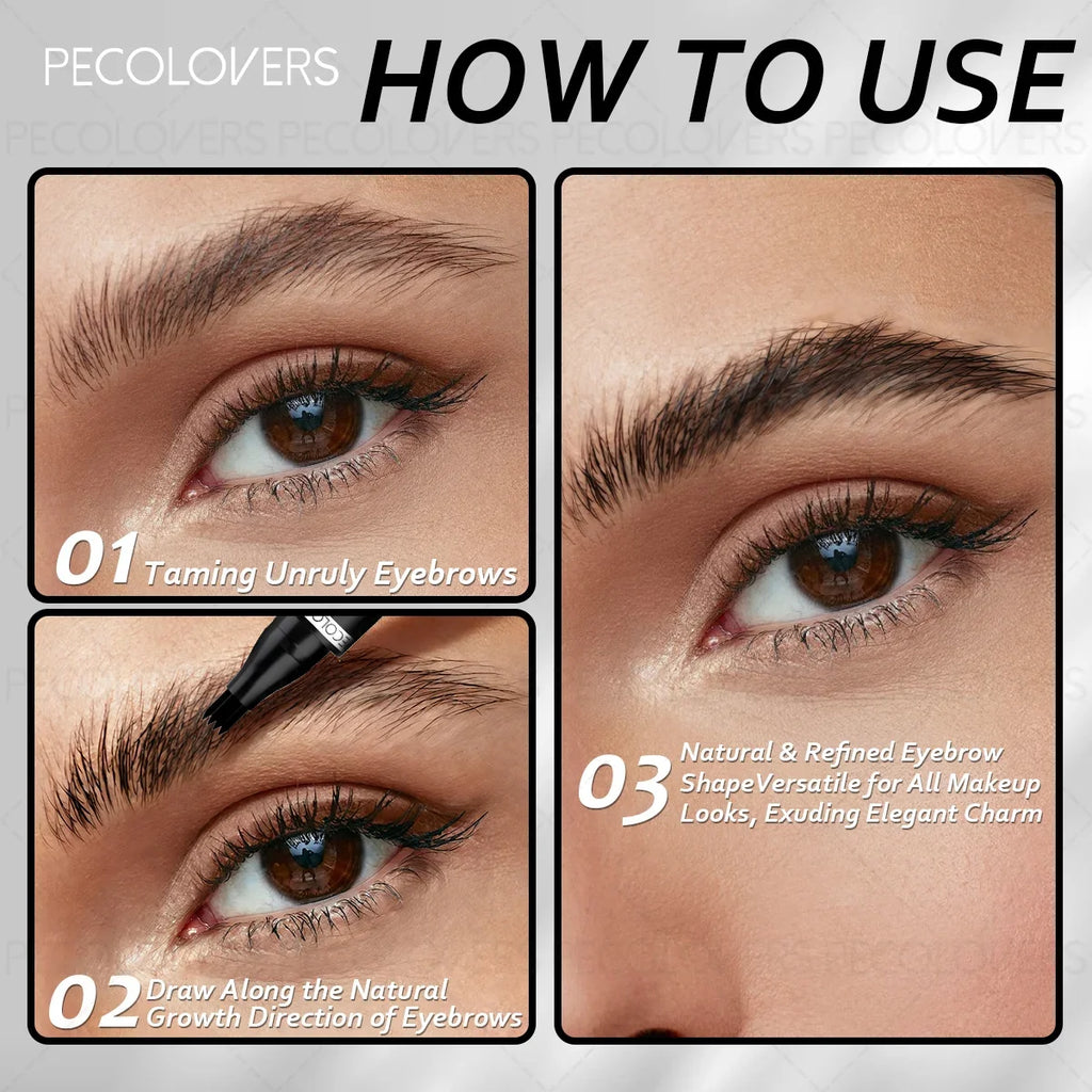4-Pronged Liquid Eyebrow Pencil – Waterproof & Gap-Filling Liquid Eyebrow Pencil Qme