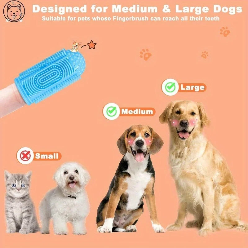 4-Piece Dog & Cat Toothbrush Set – Pet Dental Care Kit Pet Toothbrush Set Qme