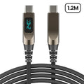 240W USB-C Braided Fast Charging Cable with Digital Display | Qme USB-C Charging Cable Qme 1.2m