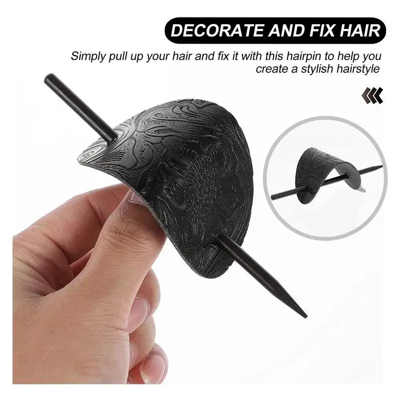 Faux Leather Hair Barrette Stick | Oval Vintage Ponytail Clip Hair Barrette Clip Qme