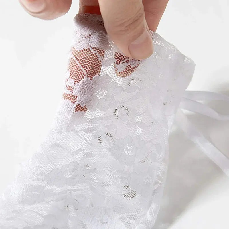 Women's Lace Elbow-Length Fingerless Gloves with Ribbon Lace Fingerless Gloves Qme
