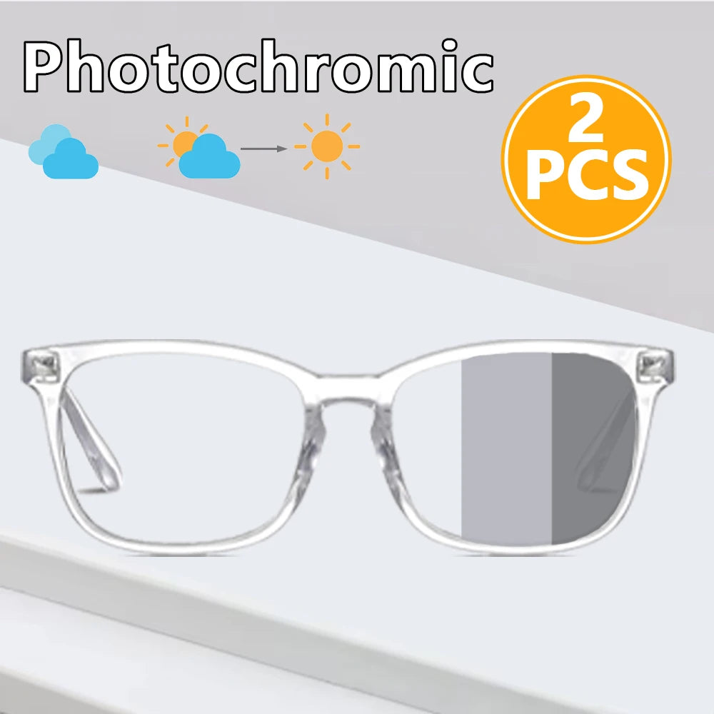 VOPHA 2-Pack Photochromic Reading Glasses Blue Light Blocking Photochromic Reading Glasses Qst