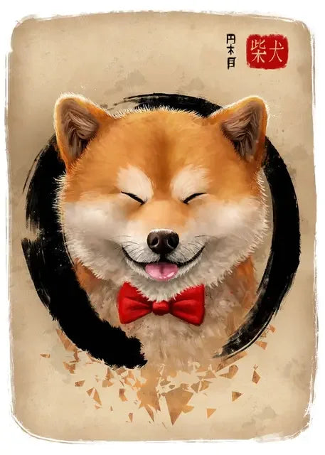 Japanese Cat Samurai Canvas Poster | Animal Wall Art Décor Canvas Wall Art Qst P6 50x70cm Unframed