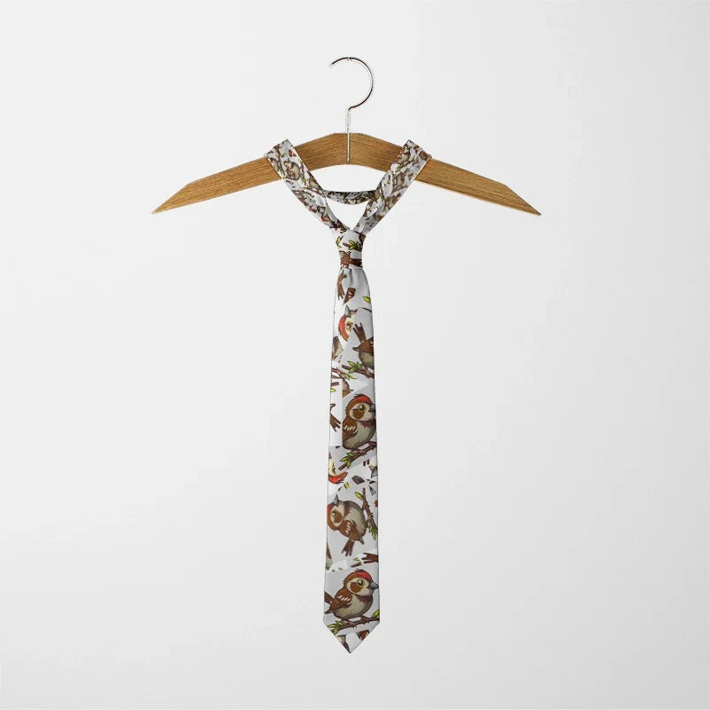 Funny Sparrow Print Wide Necktie for Men & Women | 9 Colors Novelty Necktie Qme