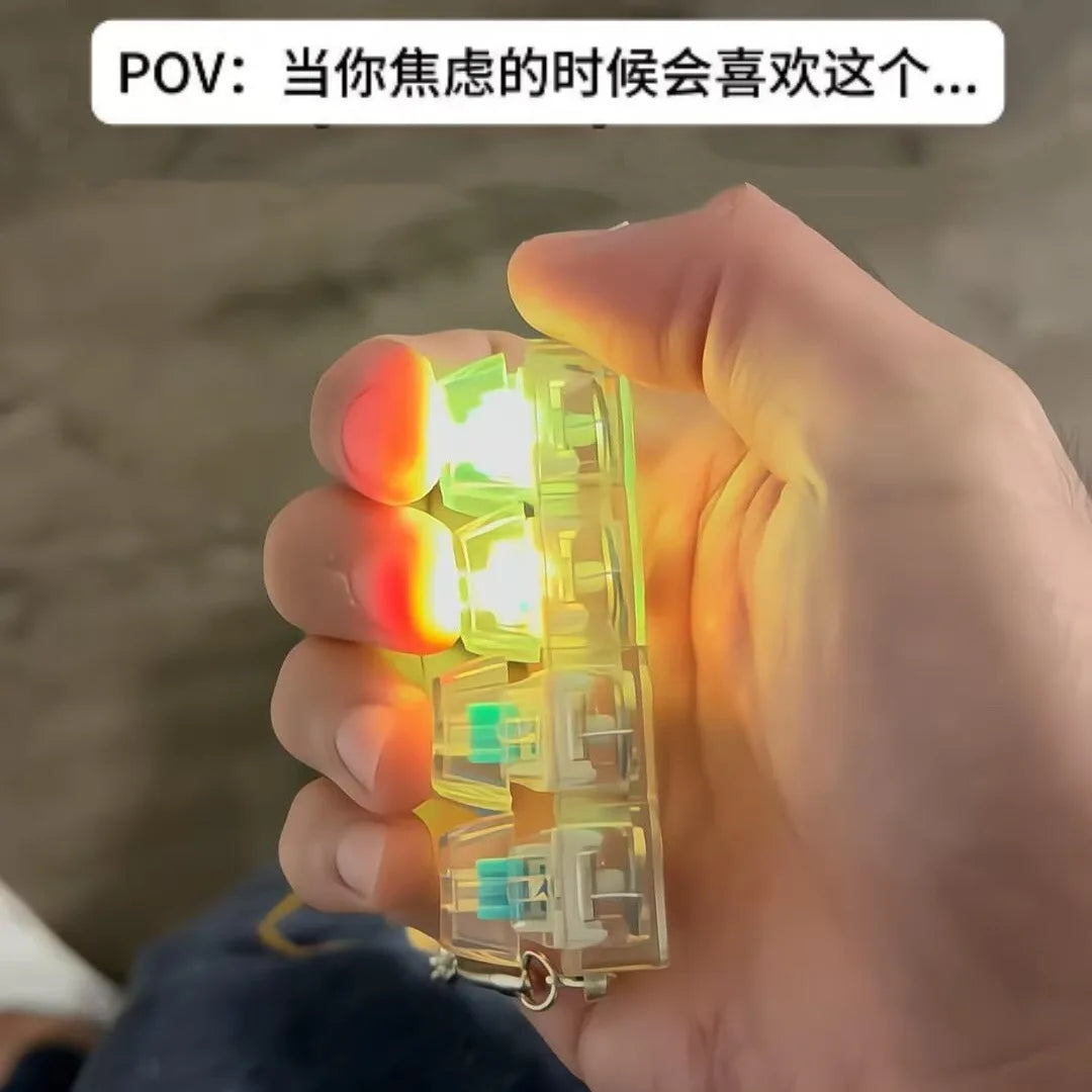 4-Key Illuminated Mechanical Keychain Glowing Clicker Keycap Novelty Keychain Qst