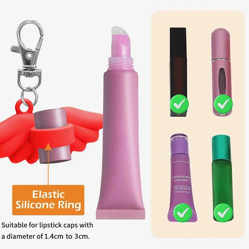 Silicone Lip Balm Keychain Cap | Portable Lip Gloss Case Lip Balm Keychain Case Qme