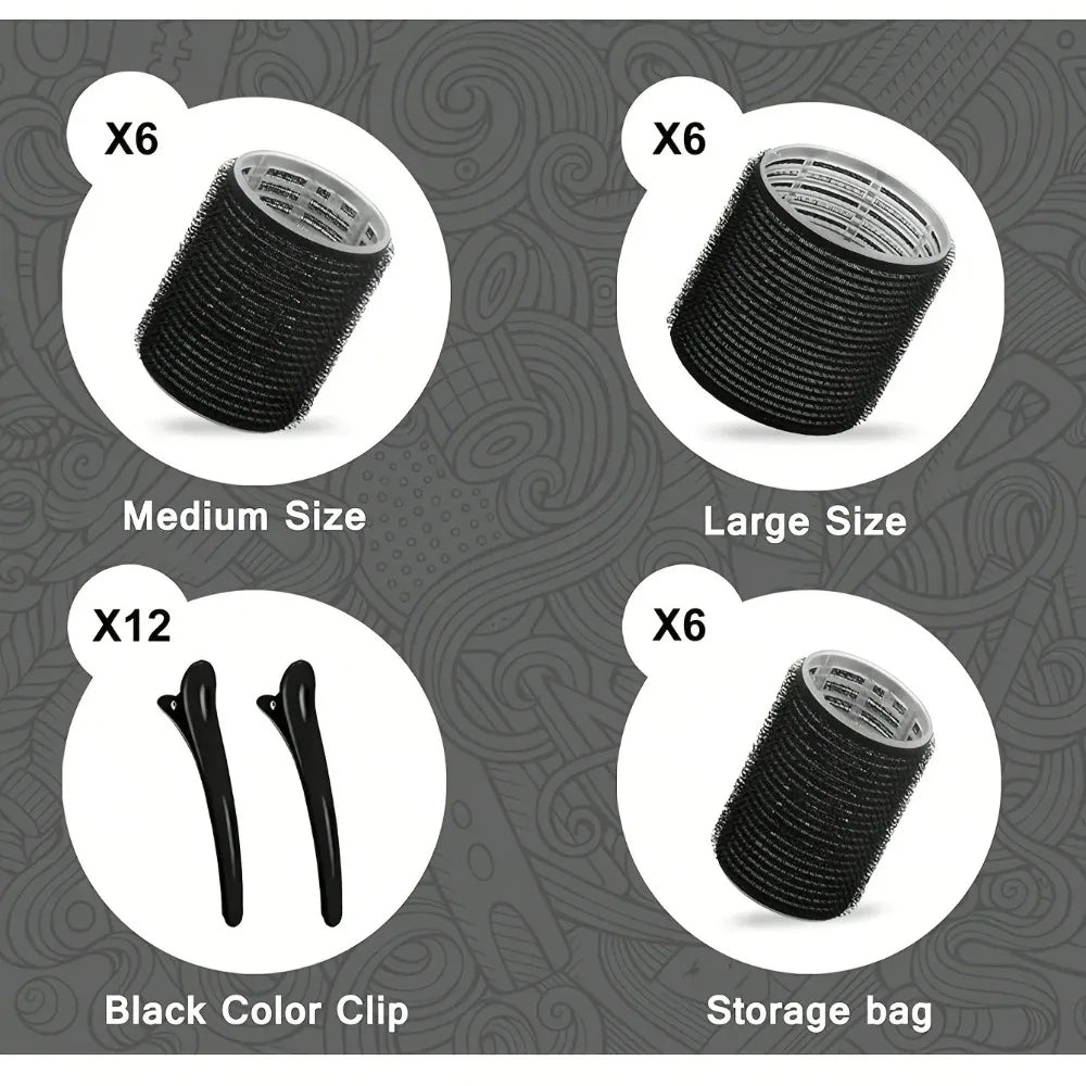 Heatless Self-Grip Hair Rollers & Clips – 30 Pc DIY Set Hair Roller Set Qme