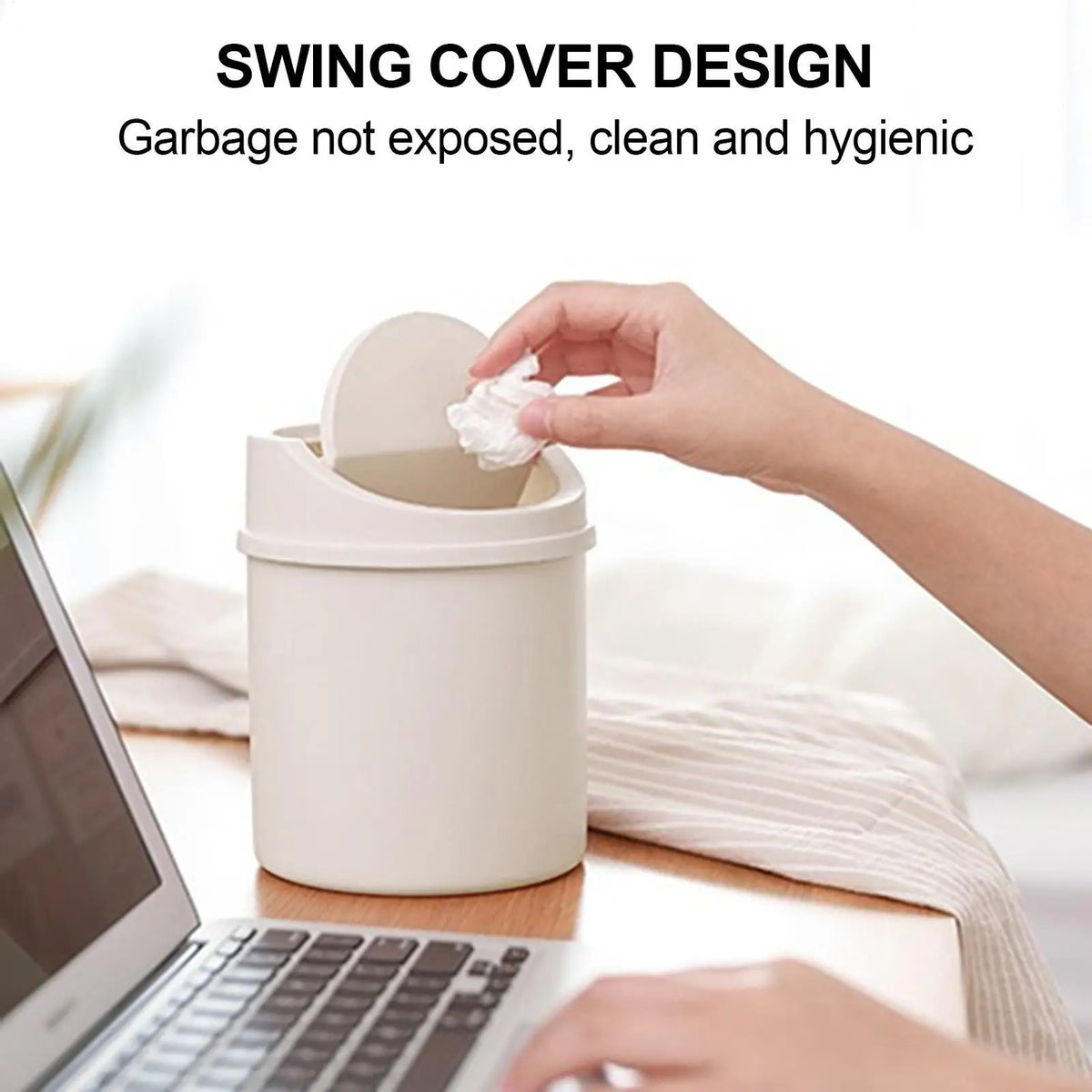 Mini Desktop Trash Can with Lid – Small Odor-Proof Bin Desktop Trash Can Qme
