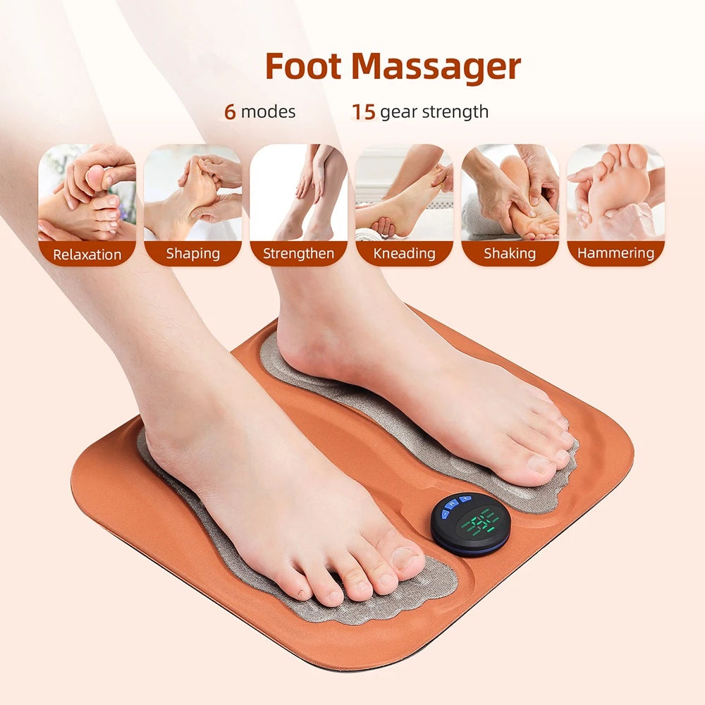 Smart 3D EMS Foot Massage Pad – Rechargeable, 6 Modes EMS Foot Massager Qst