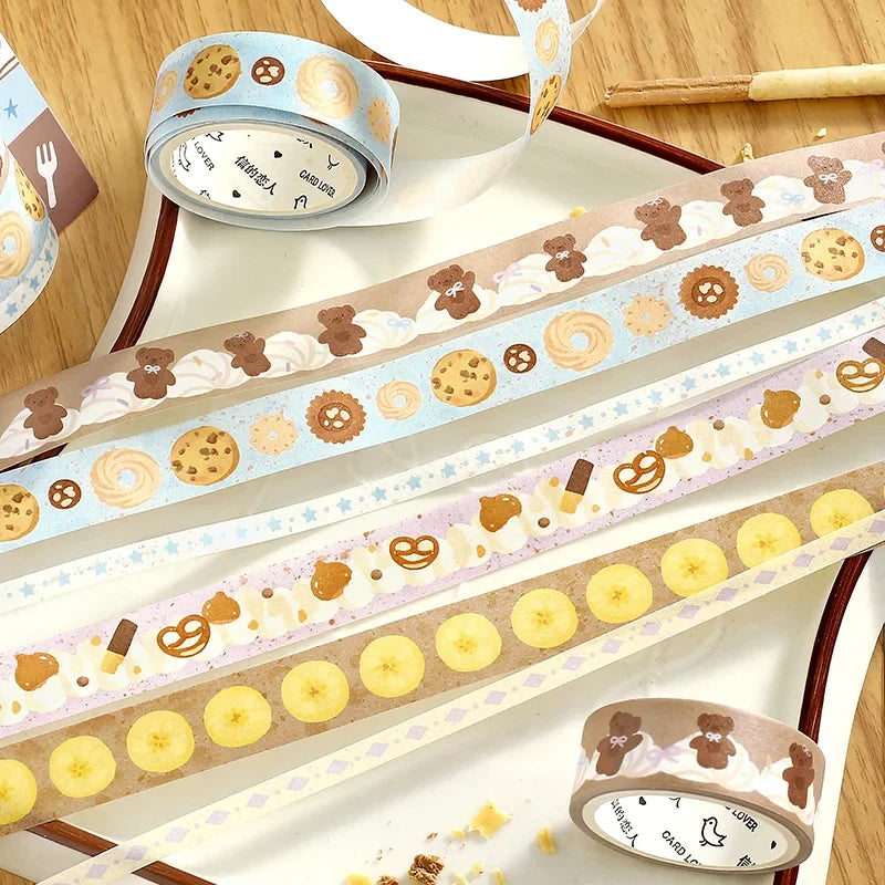 Retro Dessert Japanese Washi Tape Set – 3 Rolls DIY Craft Decorative Washi Tape Qme